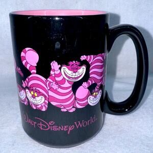 EUC Disney Parks Cheshire Cat Large Coffee Mug Black Alice in Wonderland